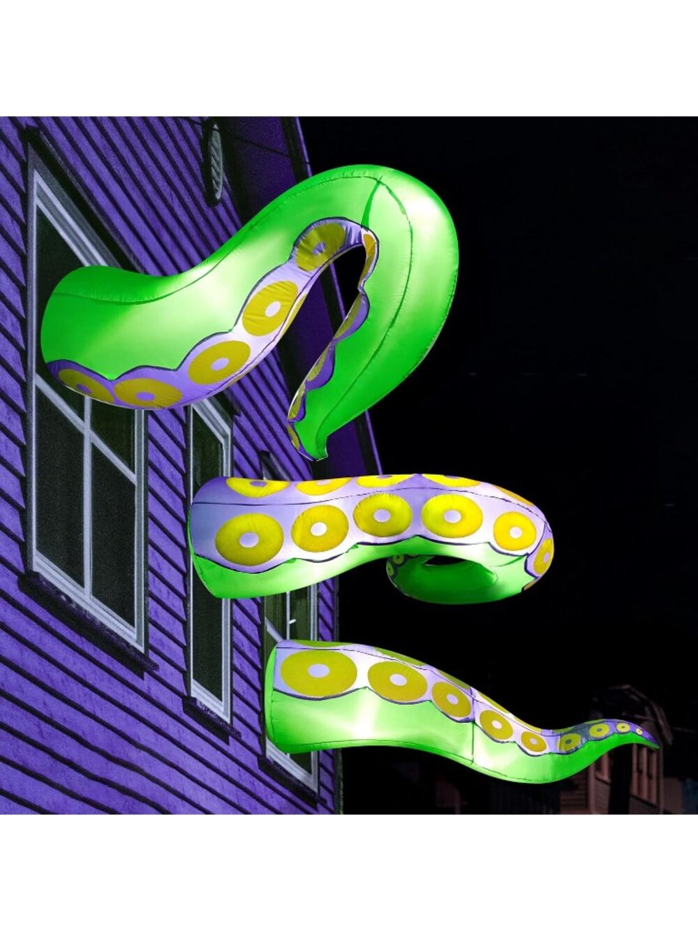 3 Pcs Halloween Inflatables Octopus Green Tentacle Octopus Legs w/ Build-in LEDs